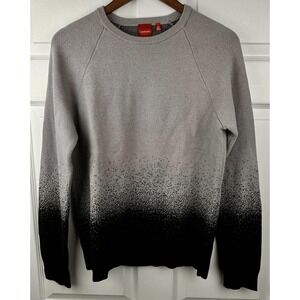 Saks Fifth Avenue Sweater Mens Medium RED Gray Black Ombre Crewneck Gradient